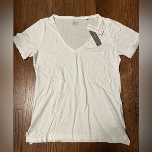 New JCREW Supima White V Neck Slub Tee XS